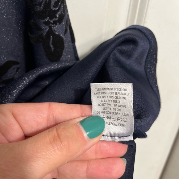 Francesca’s Mi Ami small dress fit n flare roses blue‎ black burnout velvet - Picture 5 of 11